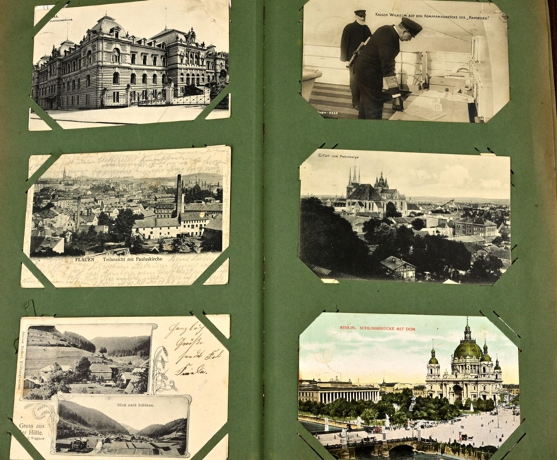 Antikes Post- und Ansichtskartenalbum mit über 200 teils farbigen Post + Ansichtskarten aus Westeur - Bild 6 aus 10