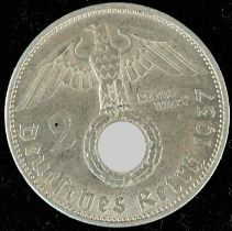 2 Reichsmark 1937 - A, Hindenburg, SS/VZ