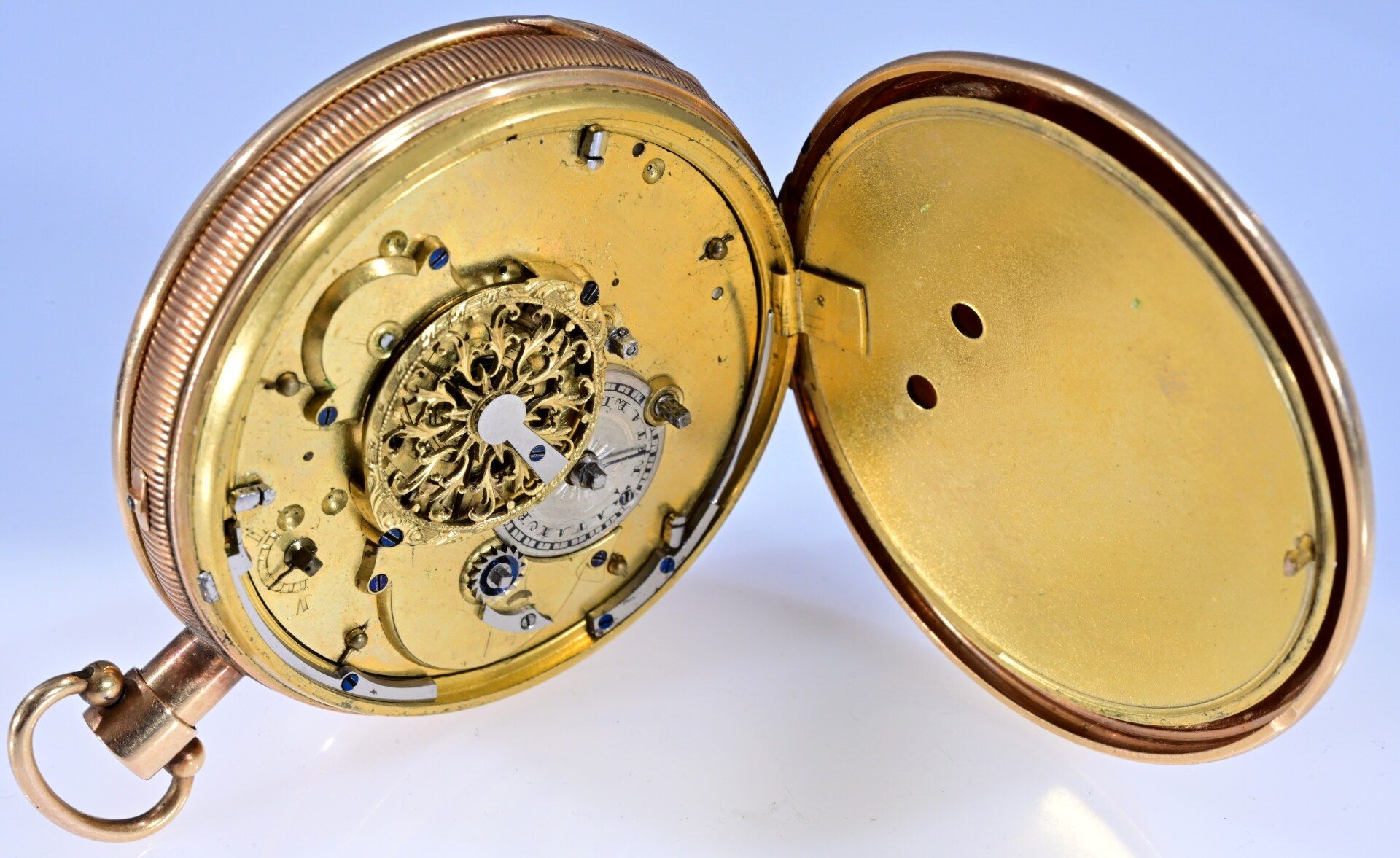 Außergewöhnliche, sehr seltene, offene 18 K Gelbgold Herrentaschenuhr um 1800. Das Uhrwerk (wohl) m - Image 7 of 17
