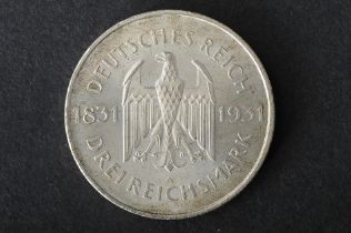 1 x 3 Reichsmark, 1931, A, Freiherr von Stein, Silber. Schöner Erhalt. A