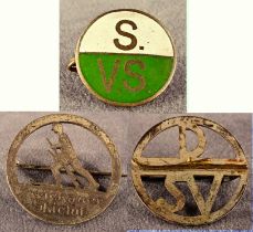 3 verschiedene zivile SKIFAHRER - Abzeichen, 1x bezeichnet DSV, 1x bezeichnet S.V.S. und 1x bezeich