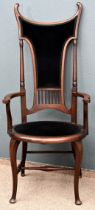 Außergewöhnlicher, thronartiger "Highback - Chair", England Arts & Crafts Era um 1900. Die in ihrer