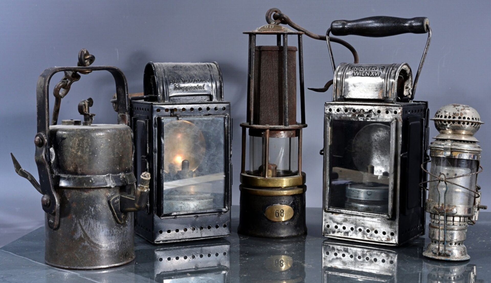 5 teilige Sammlung verschiedener historischer Lampen, verschiedene Alter, Größen, Materialen, Herku - Image 5 of 5