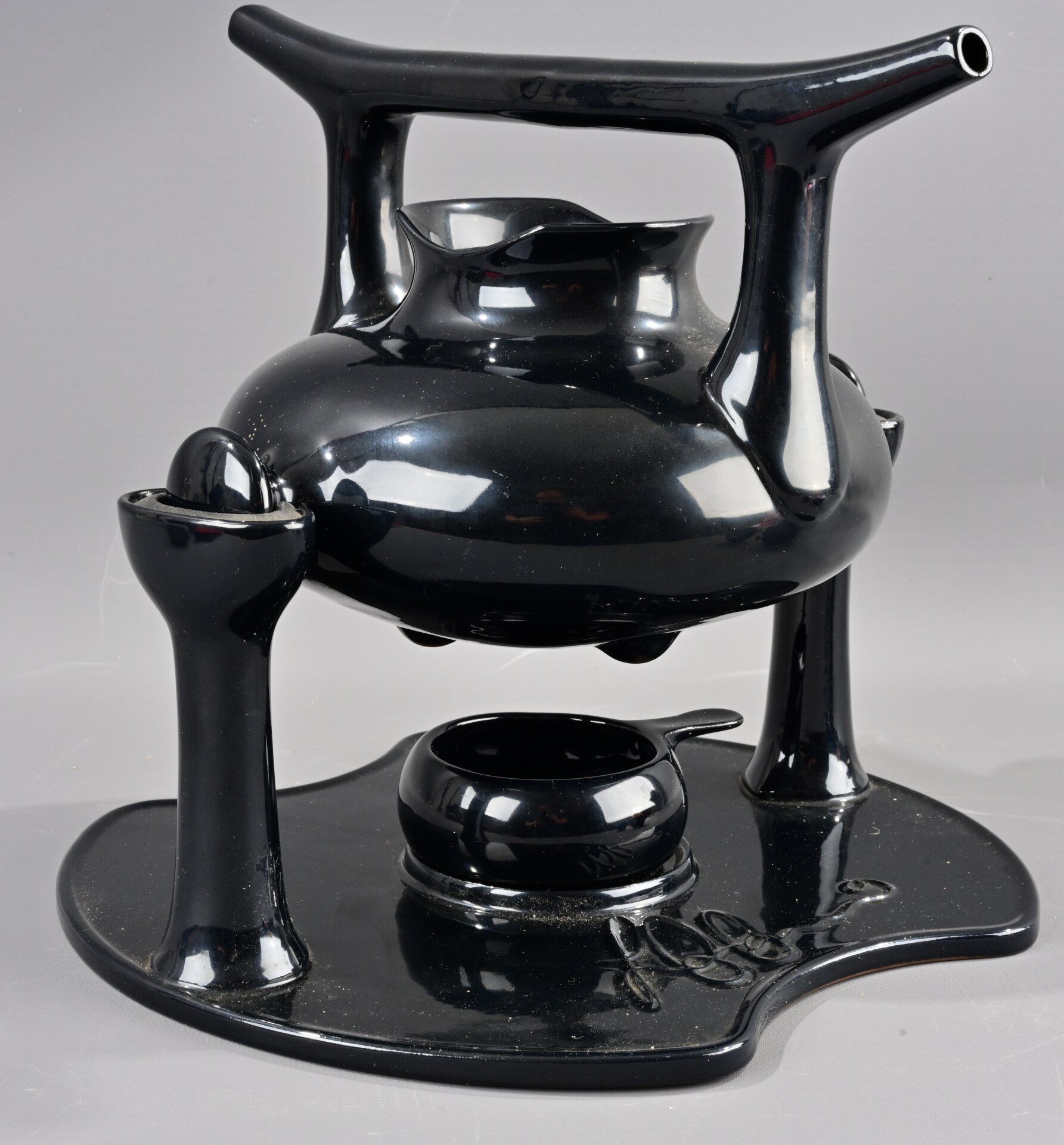 23 teiliges "ZEN" - Teeservice für 6 Personen, Entwurf von Luigi Colani (1928-2019), schwarz glasie - Image 9 of 10