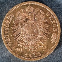 20 GOLDMARK PREUSSEN - 1873 - C - Kaiser Wilhelm I. SS/VZ