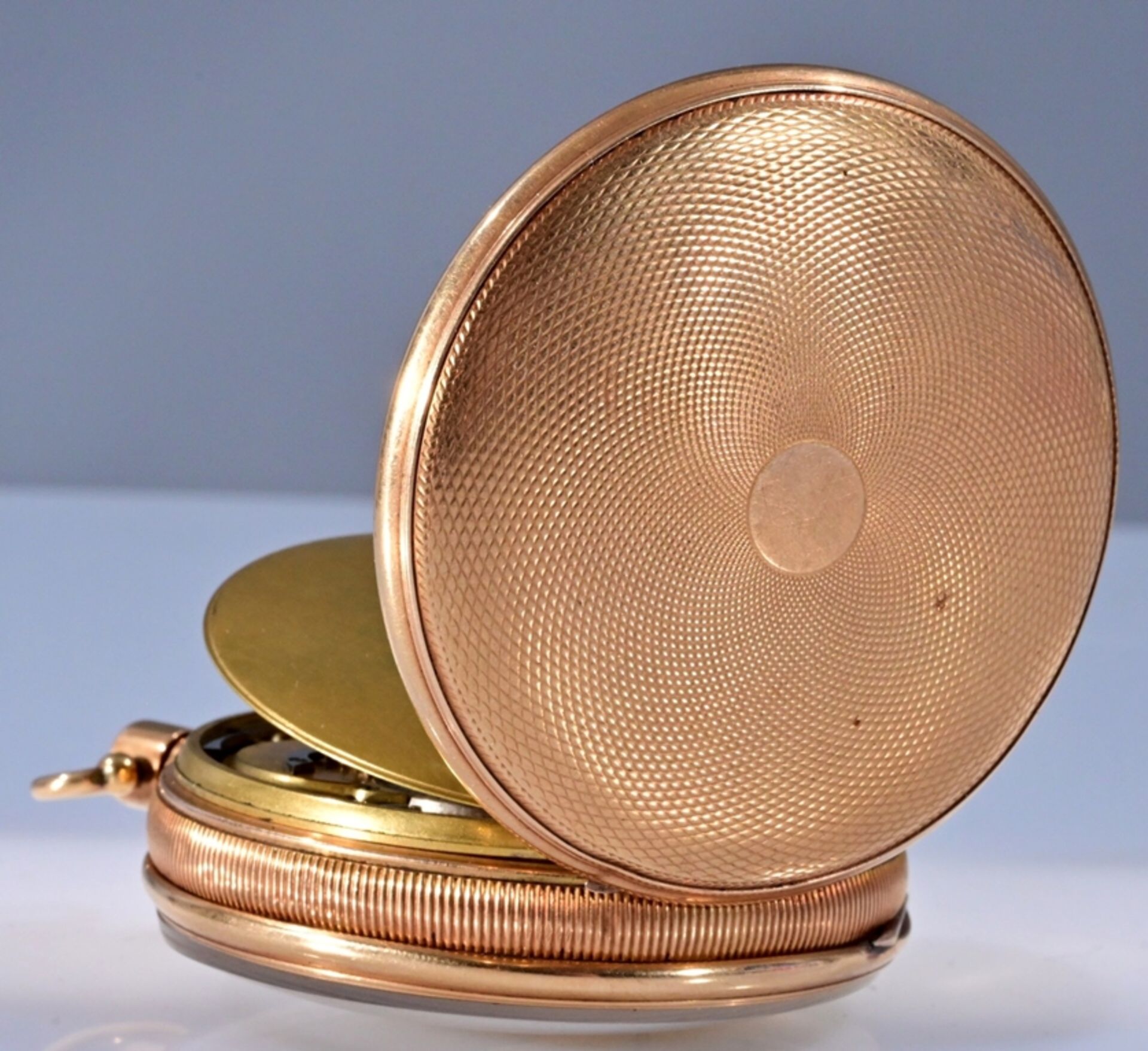 Außergewöhnliche, sehr seltene, offene 18 K Gelbgold Herrentaschenuhr um 1800. Das Uhrwerk (wohl) m - Image 14 of 17