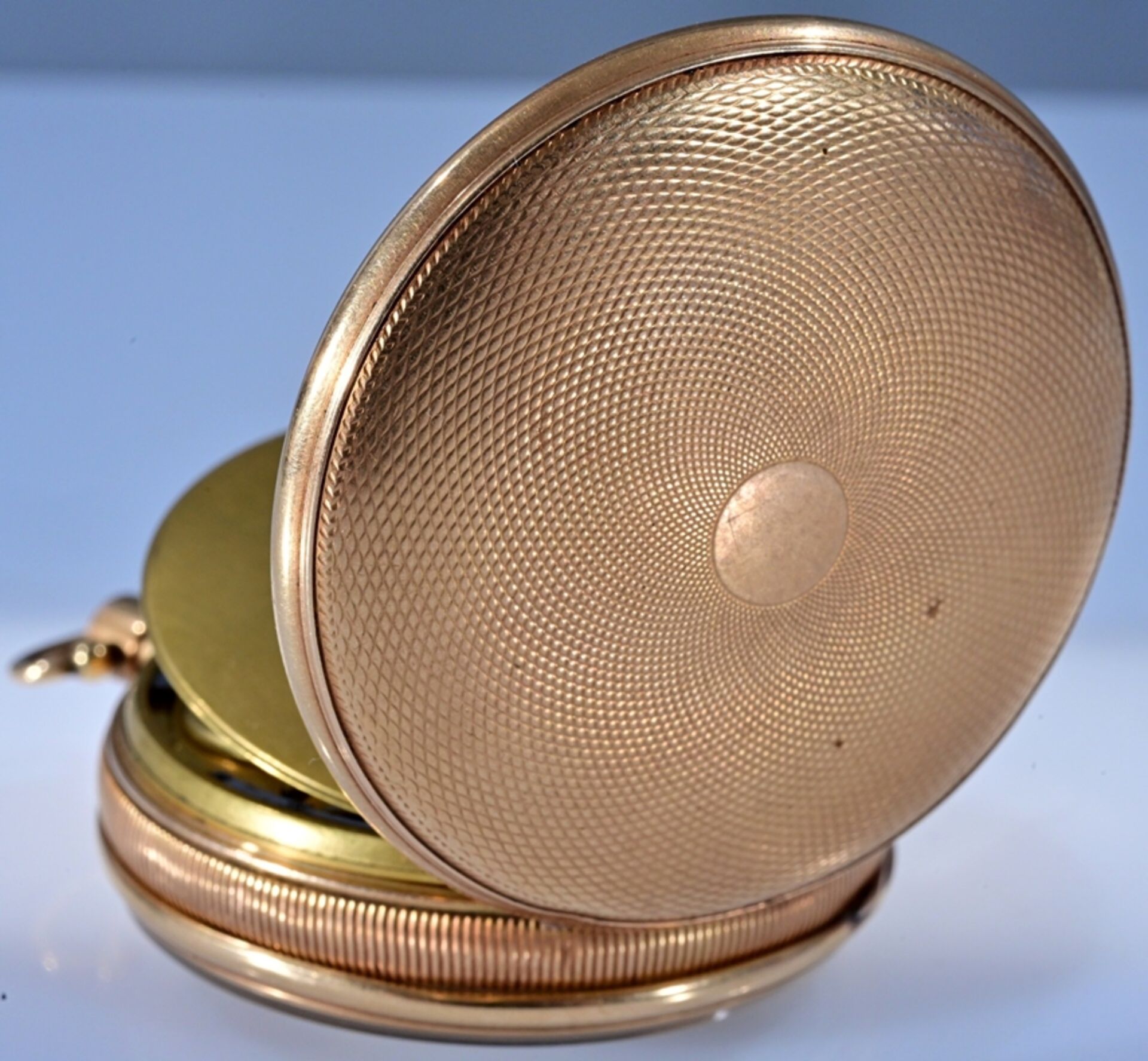 Außergewöhnliche, sehr seltene, offene 18 K Gelbgold Herrentaschenuhr um 1800. Das Uhrwerk (wohl) m - Image 15 of 17