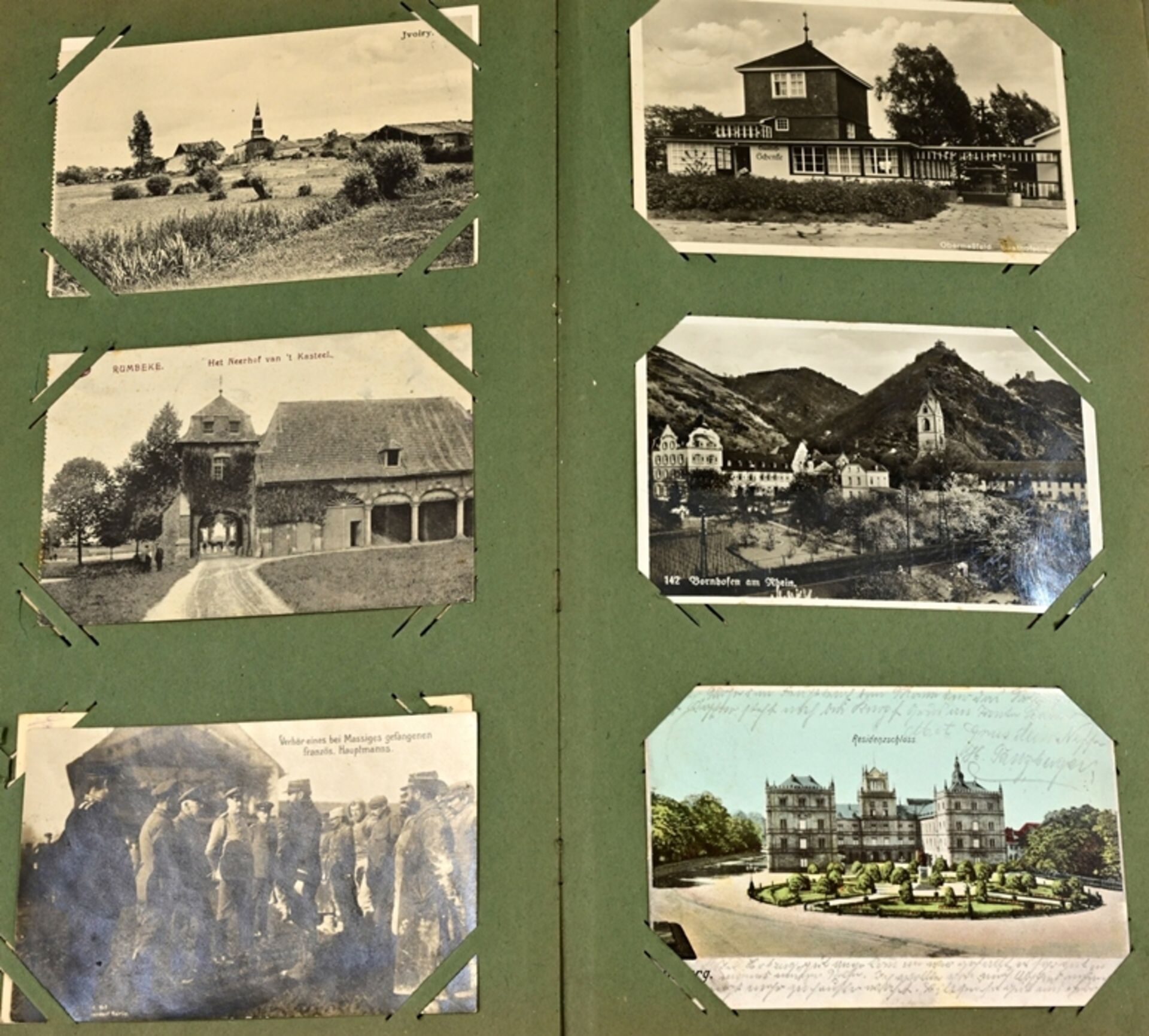 Antikes Post- und Ansichtskartenalbum mit über 200 teils farbigen Post + Ansichtskarten aus Westeur - Bild 4 aus 10