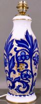 Antiker Lampenfuß Jugendstil, Rosenthal Weißporzellan mit üppigem Dekor in Gold & Blautönen, sehr s