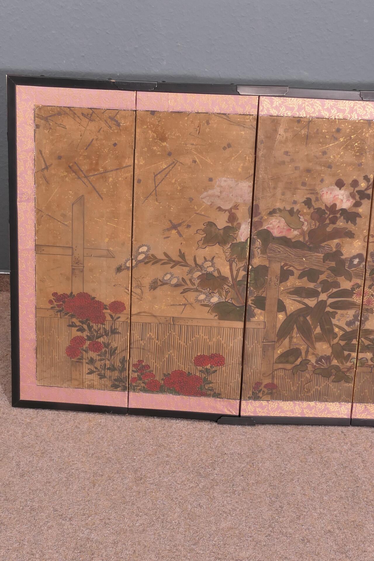 6 tlg. Paravent - Wandbild, Asien, 2. Hälfte 20. Jhd., ca. 63 x 132 cm, guter Erhalt. Zusammenklapp - Image 6 of 9
