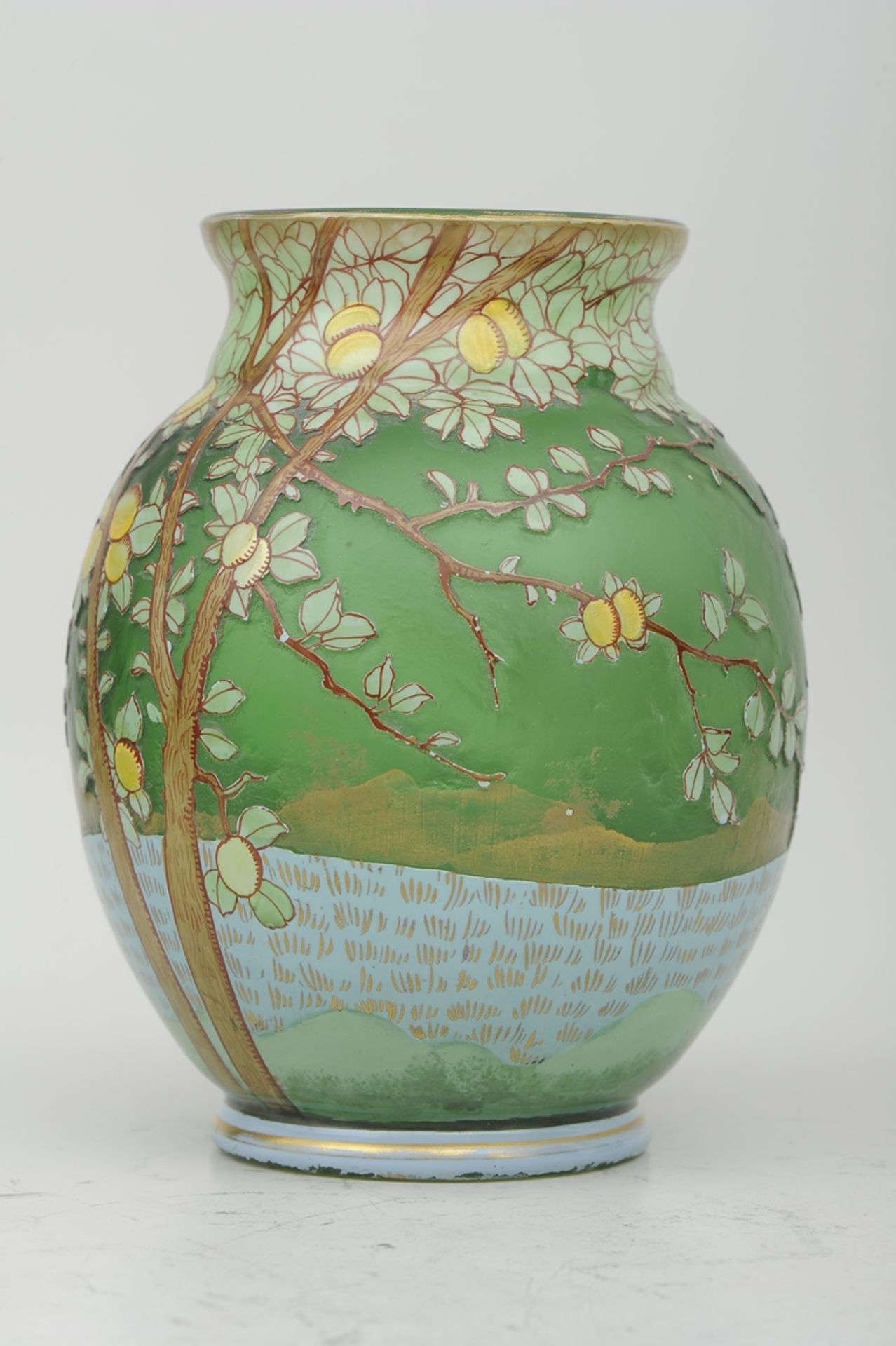 Antike Jugendstil/Art- Nouveau Vase aus mehrschichtigem, dickwandigem, mehrfach überfangenem, farbl - Bild 4 aus 12