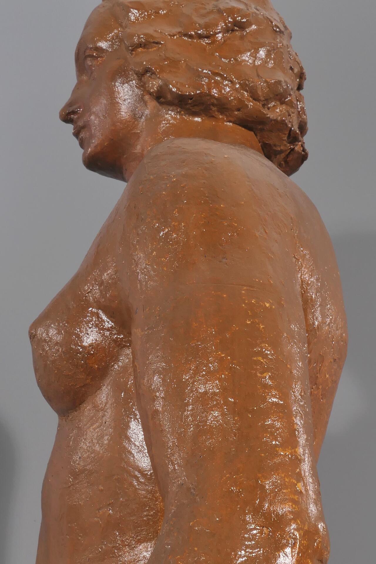 HEINRICH SCHLOTTER: "Die Badende" - Stukko, Standfigur von 1926. Nackte, stehende junge Frau, ihre - Image 12 of 15