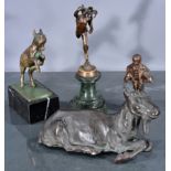 4 verschiedene Bronzefiguren/Kleinbronzen des 19. und 20. Jhdts., bestehend aus: "Hermes" dem Götte