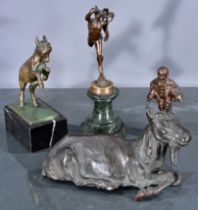 4 verschiedene Bronzefiguren/Kleinbronzen des 19. und 20. Jhdts., bestehend aus: "Hermes" dem Götte