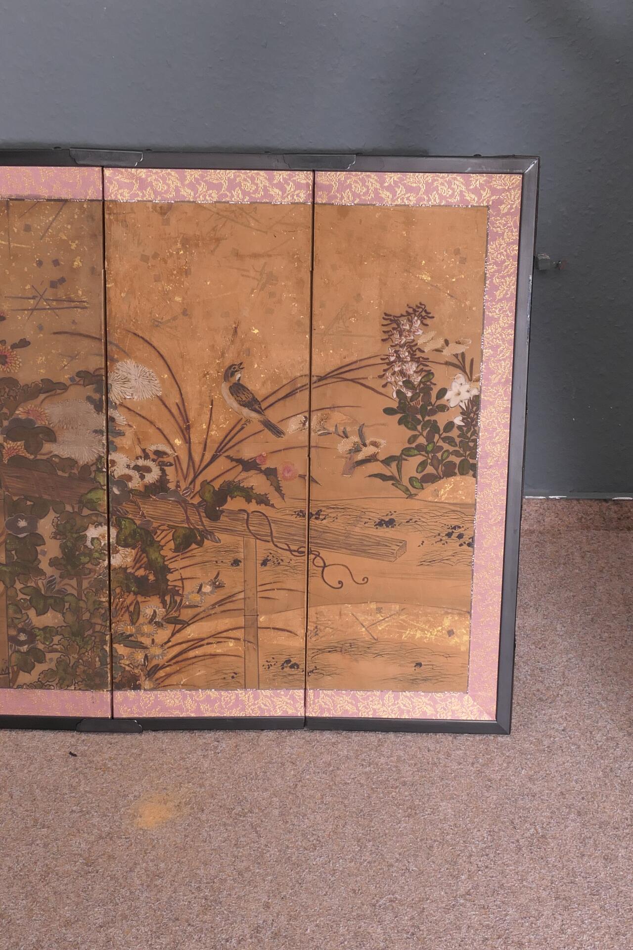 6 tlg. Paravent - Wandbild, Asien, 2. Hälfte 20. Jhd., ca. 63 x 132 cm, guter Erhalt. Zusammenklapp - Image 8 of 9