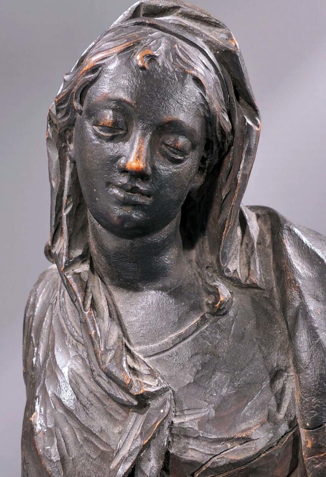 Antike "Maria" - Holzskulptur, äußerst detailreich handgeschnitzt, feine, weiche Gesichtszüge, unbe - Image 7 of 7