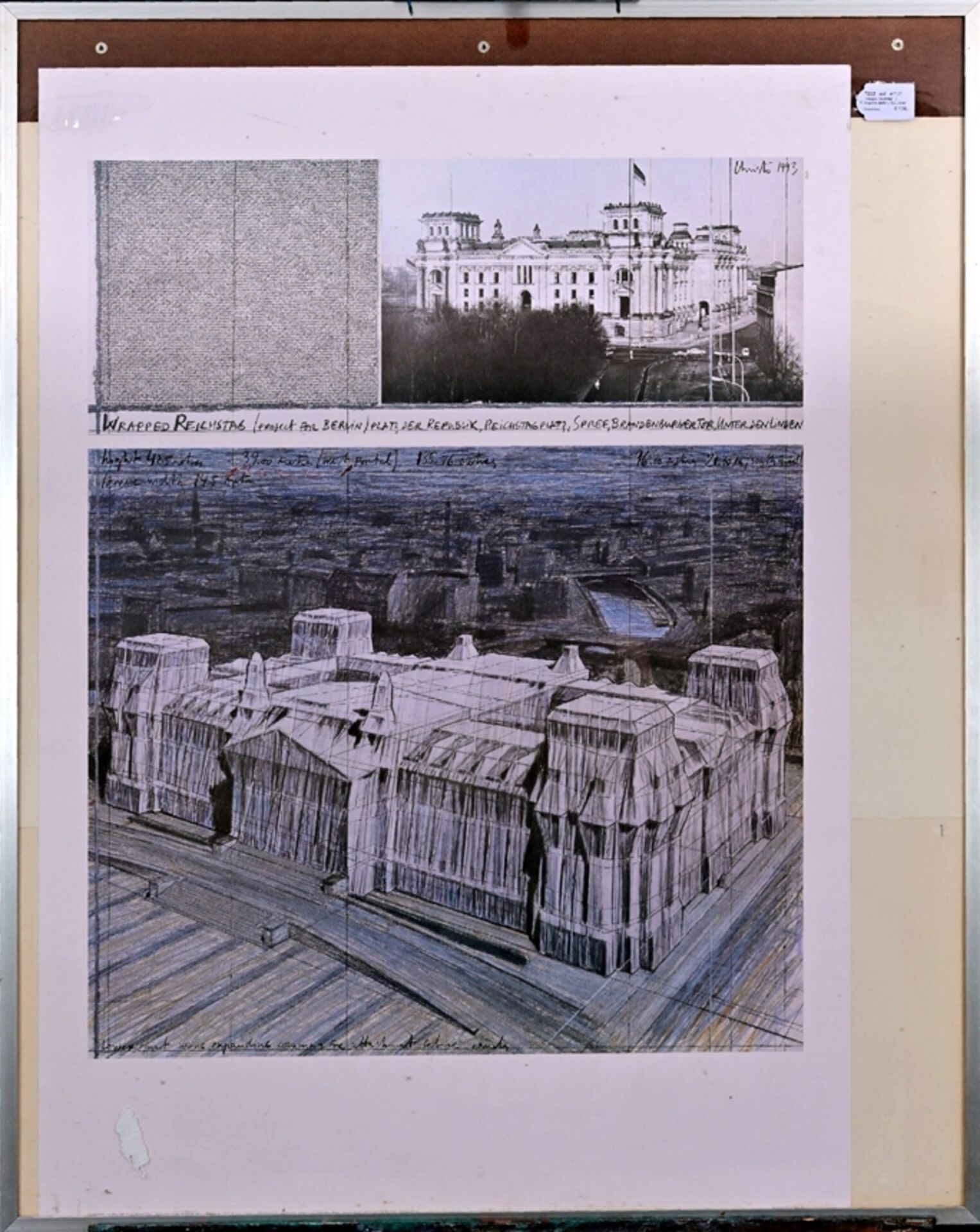 "Wrapped Reichstag" - (" Project for Berlin"), 1993, hinter Glas  gerahmter, multipler Kunstdruck N