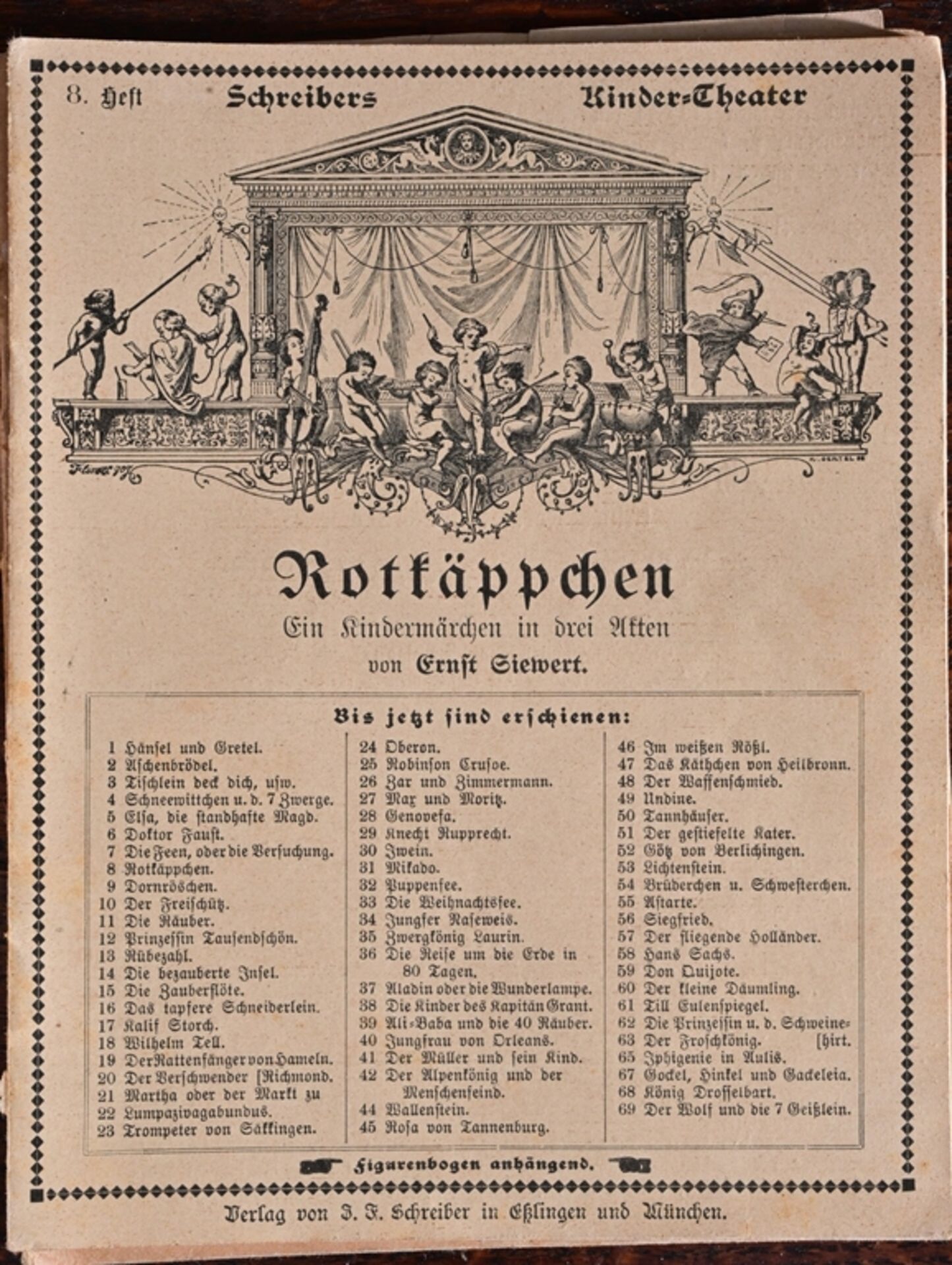 Großes Papiertheater / Kindertheater um 1900, ca. 40 verschiedene Kulissen, ca. 60 verschiedene Fig - Bild 5 aus 18