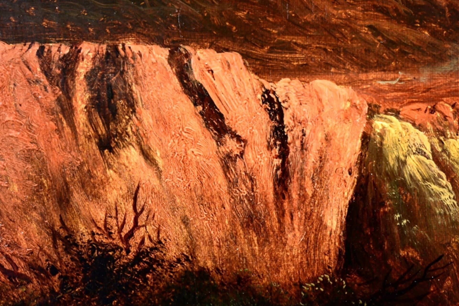 "In den Highlands", Gemälde, Öl auf Leinwand, ca. 31 x 61 cm, unten links signiert: "Chas. Leslie"  - Bild 7 aus 8