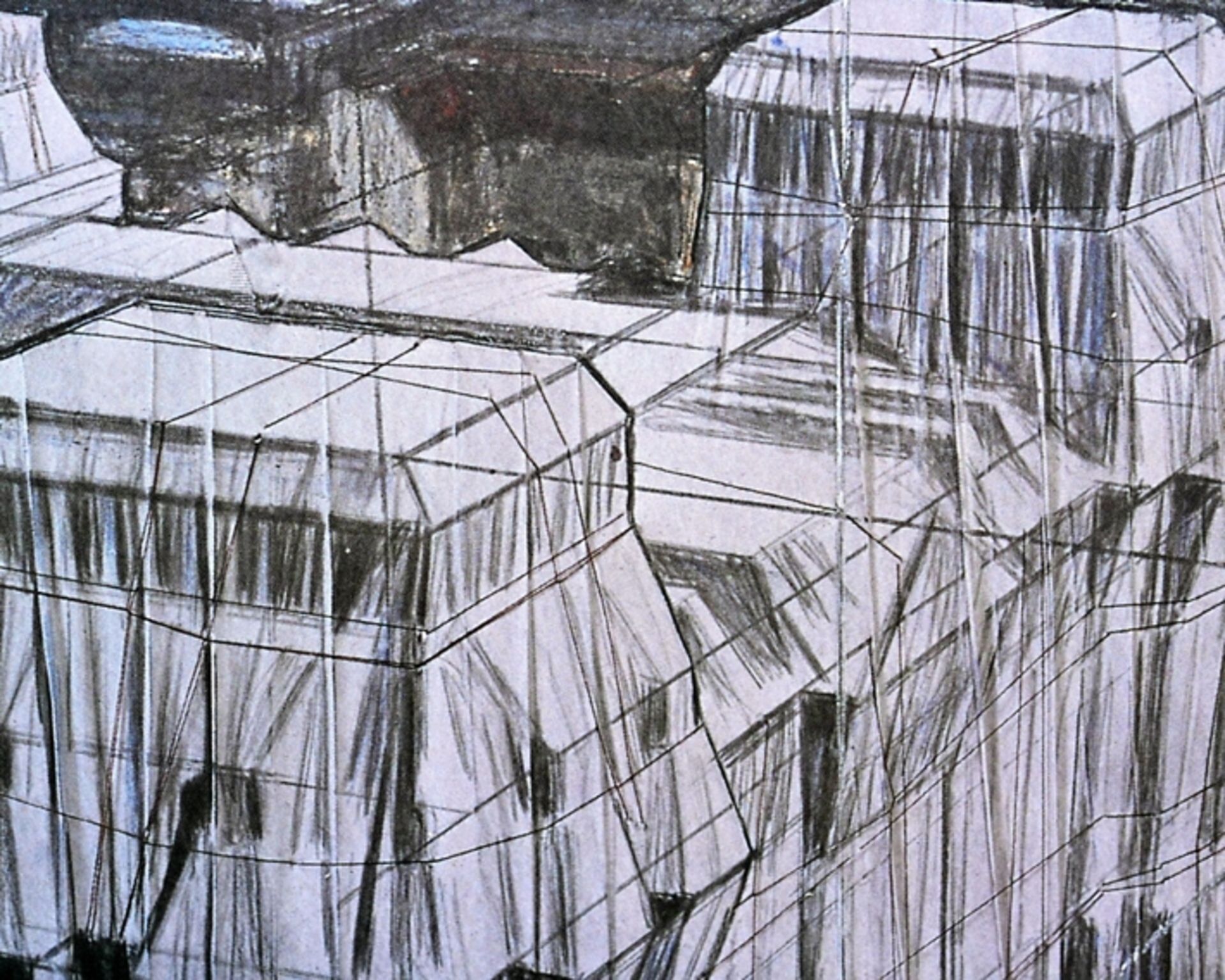 "Wrapped Reichstag" - (" Project for Berlin"), 1993, hinter Glas  gerahmter, multipler Kunstdruck N - Bild 2 aus 4