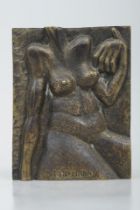 Erotisches Bronzerelief, plastisch ausgearbeitetes, schweres, bräunlich patiniertes Bronzerelief/Re