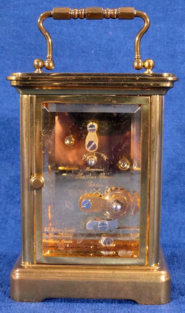Reiseuhr, sog. "Carriage Clock", Uhrwerk von Matthew Norman, London, ungeprüft, optisch schöner Erh - Image 4 of 8