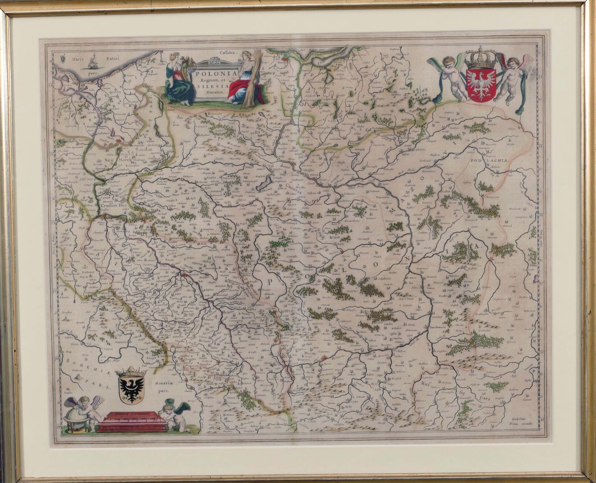 "Polonia Regnum, et Silesia Ducatus", handkolorierte Kupferstichkarte des 18 Jhd., sichtbare Mittel - Image 2 of 5