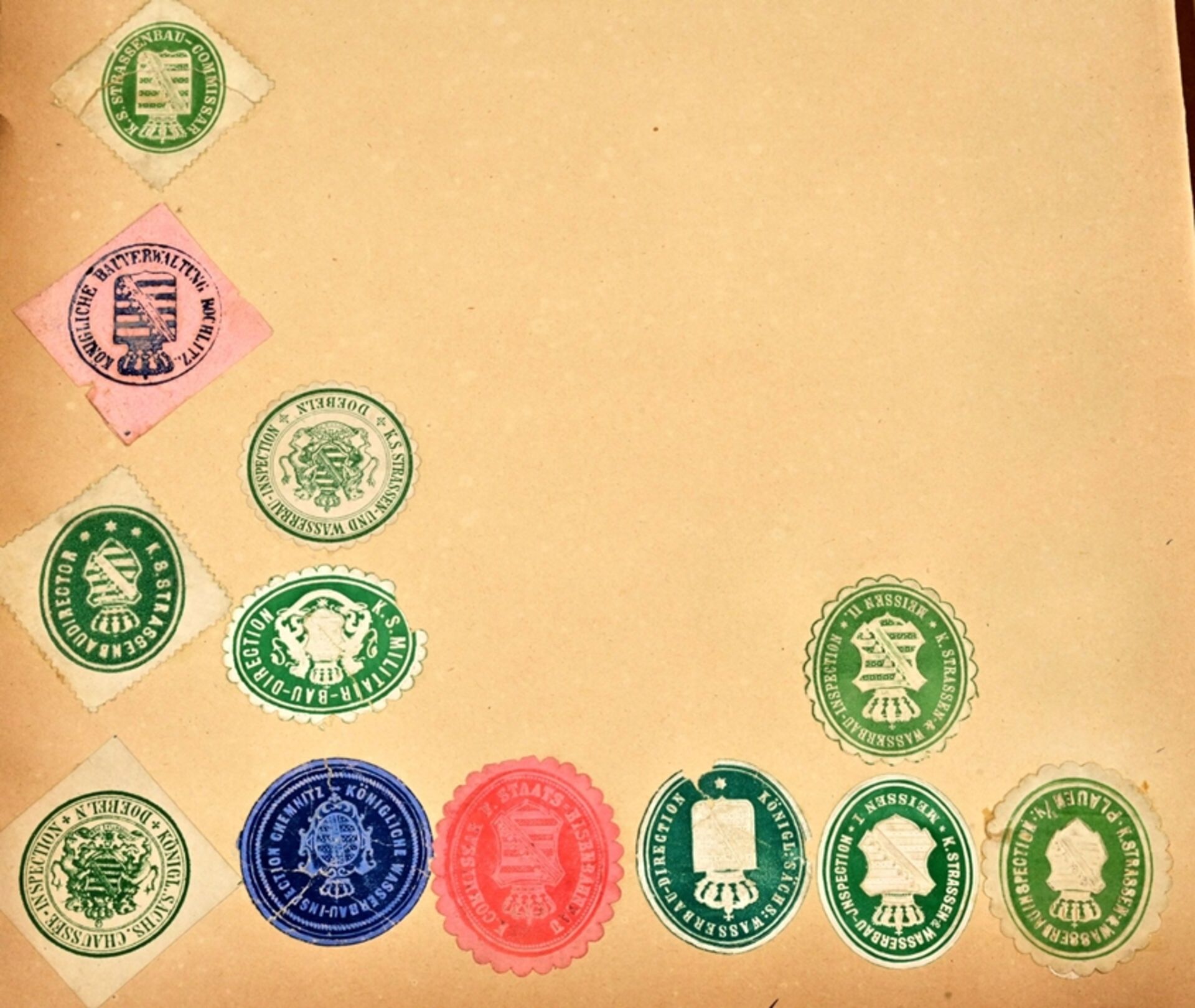 Umfangreiche Siegelmarken - Sammlung überwiegend Sachsen betreffend, lose Blätter mit Papiersiegels - Bild 8 aus 8