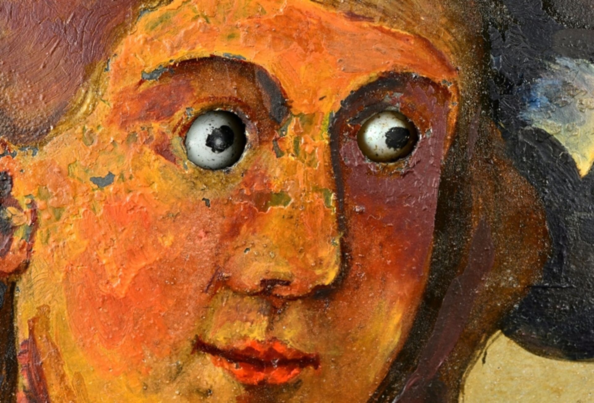 Antike "AUGENWENDER" - Wanduhr, süddeutsch, 19. Jhdt., ebonisiertes Holzgehäuse, gemaltes Ziffernbl - Bild 7 aus 10