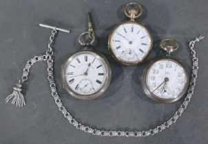 4 tlg. Konvolut Taschenuhren, bestehend aus 3 Taschenuhren & 1 Taschenuhrenkette (Lä. ca. 33 cm), d