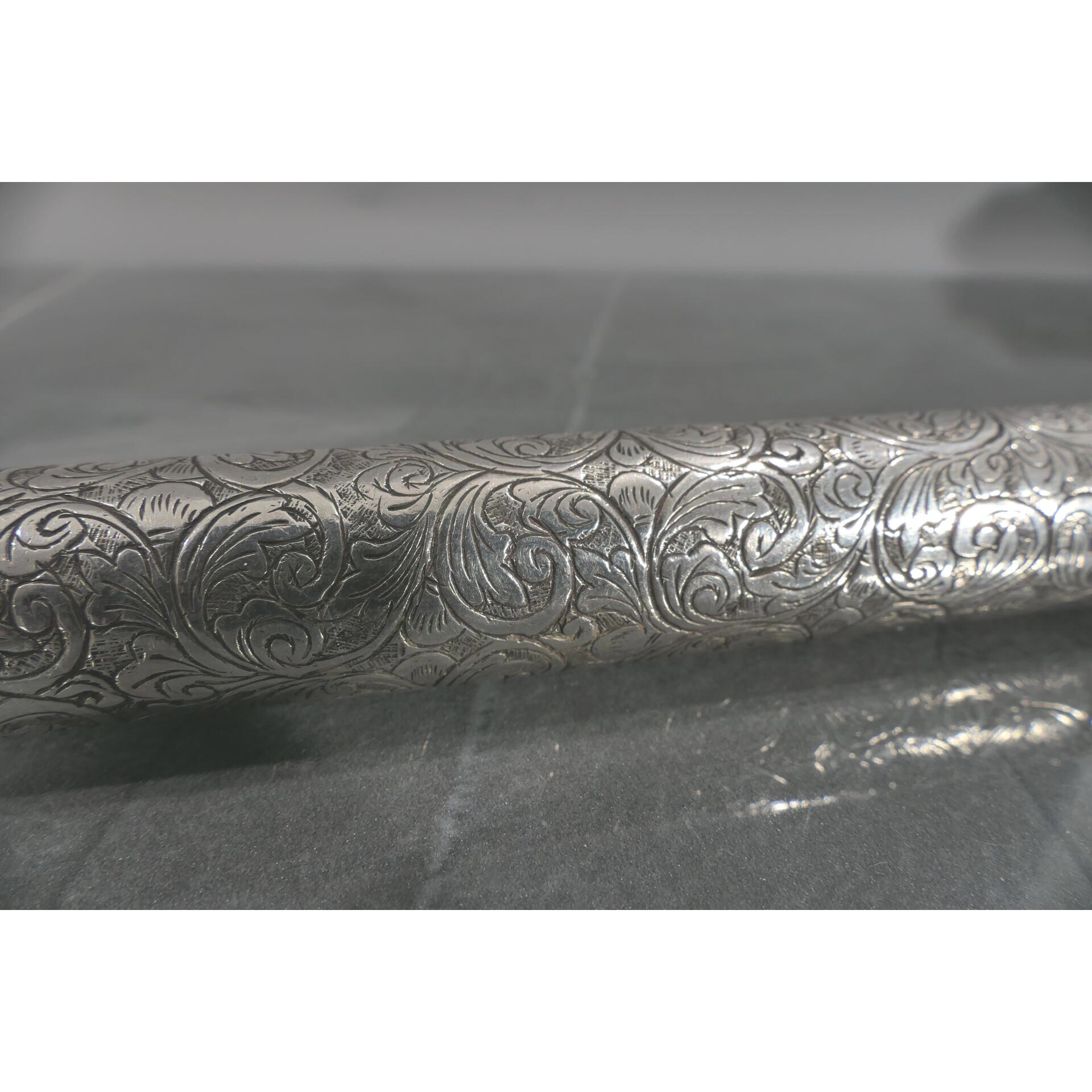 Gehstock mit Entengriffstück, 800er Silber tlw. von Hand gravierter, hohlgegossener, verschraubter, - Image 6 of 18