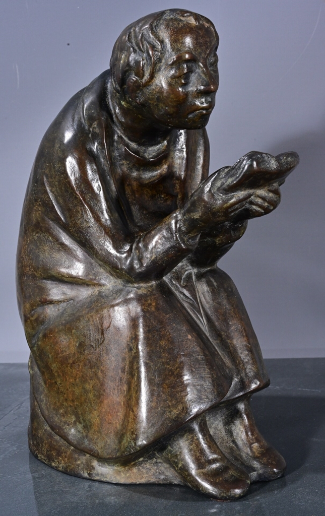 ERNST BARLACH: "DER BUCHLESER", limitierte multiple Bronze, No. 50 von 980 Exemplaren; im Walzaussc - Image 12 of 12