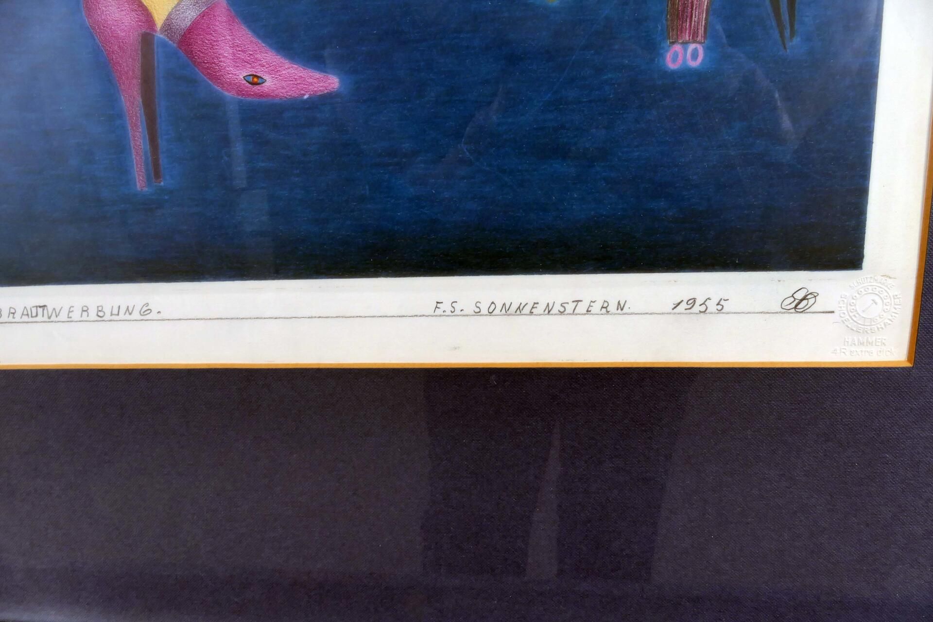 "Die komisch diplomatische Brautwerbung" hinter Glas gerahmte, originale Farbstiftzeichnung auf "Sc - Bild 3 aus 15