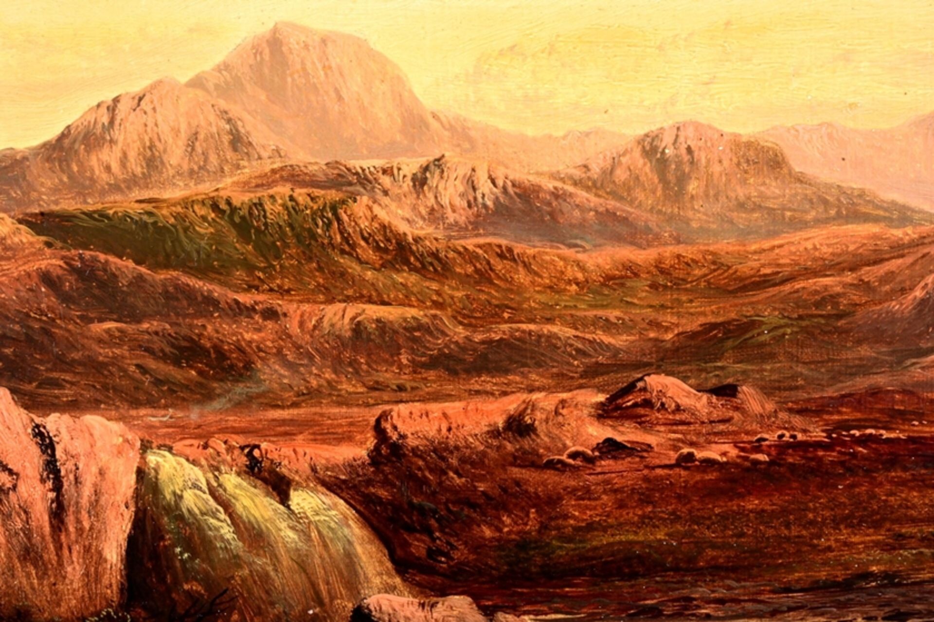 "In den Highlands", Gemälde, Öl auf Leinwand, ca. 31 x 61 cm, unten links signiert: "Chas. Leslie"  - Bild 8 aus 8