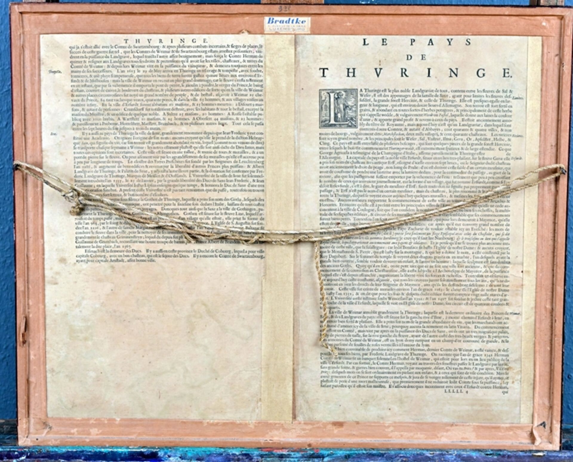 "THÜRINGIA LANDGRAVIATUS" - handkolorierte Kupferstichkarte des 18. Jhdts., hinter Glas gerahmt, ge - Bild 4 aus 4