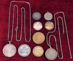 9 tlg. Sammlung versch. Münzen & Medaillen, überwiegend Silber, versch. Alter, Größen, Materialien,