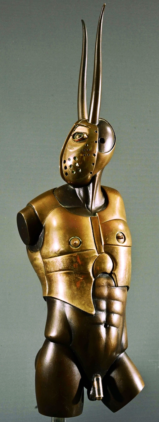 "Minotaurus" - (1977) auf Sockel stehende Figur aus Bronze, Messing und Messing verchromt, Entwurf - Image 4 of 23