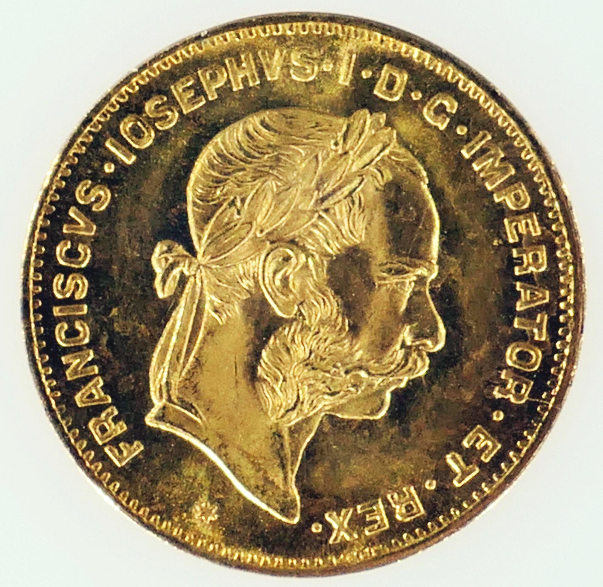 4 Florin - Goldmünze - Kaiser Franz Joseph von Österreich - 1892 - Dm ca. 19 mm - 900er Gold. ca. 3 - Image 4 of 5