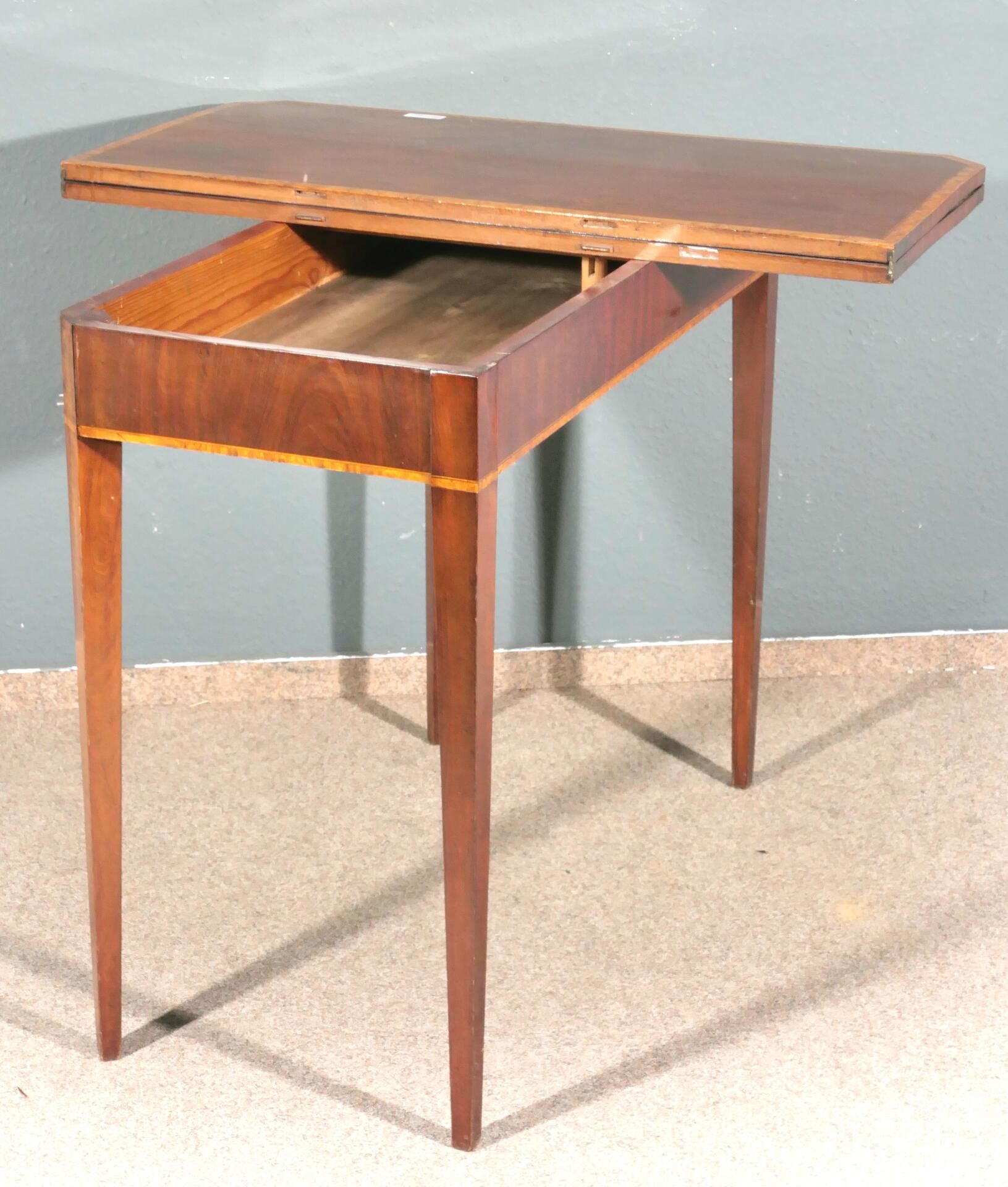 Hochfeiner Konsoltisch/ Spieltisch, dreh- & aufklappbare Tischplatte, norddeutsches Biedermeier um - Image 10 of 21