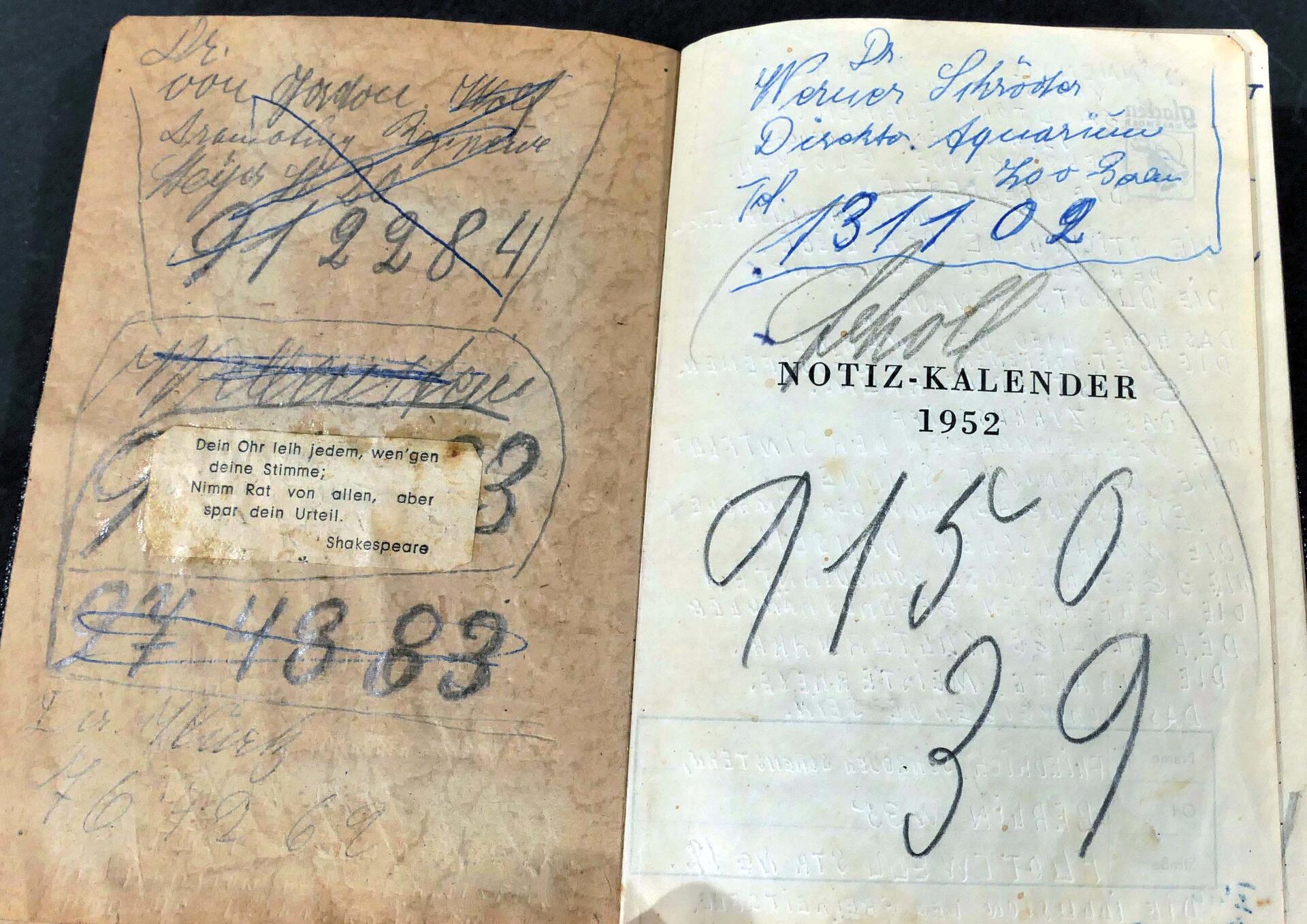 "Taschenkalender / Jahreskalender von 1952" - aus dem persönlichen Besitz des Friedrich Schröder-So - Image 3 of 10