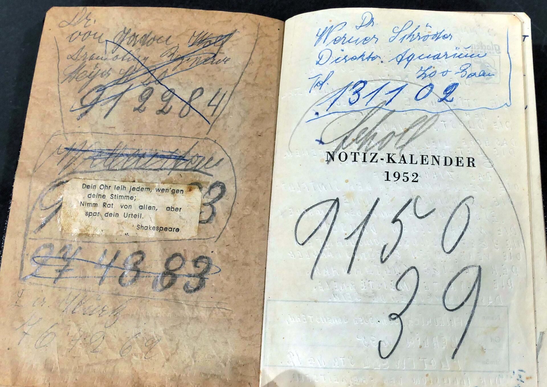 "Taschenkalender / Jahreskalender von 1952" - aus dem persönlichen Besitz des Friedrich Schröder-So - Bild 3 aus 10