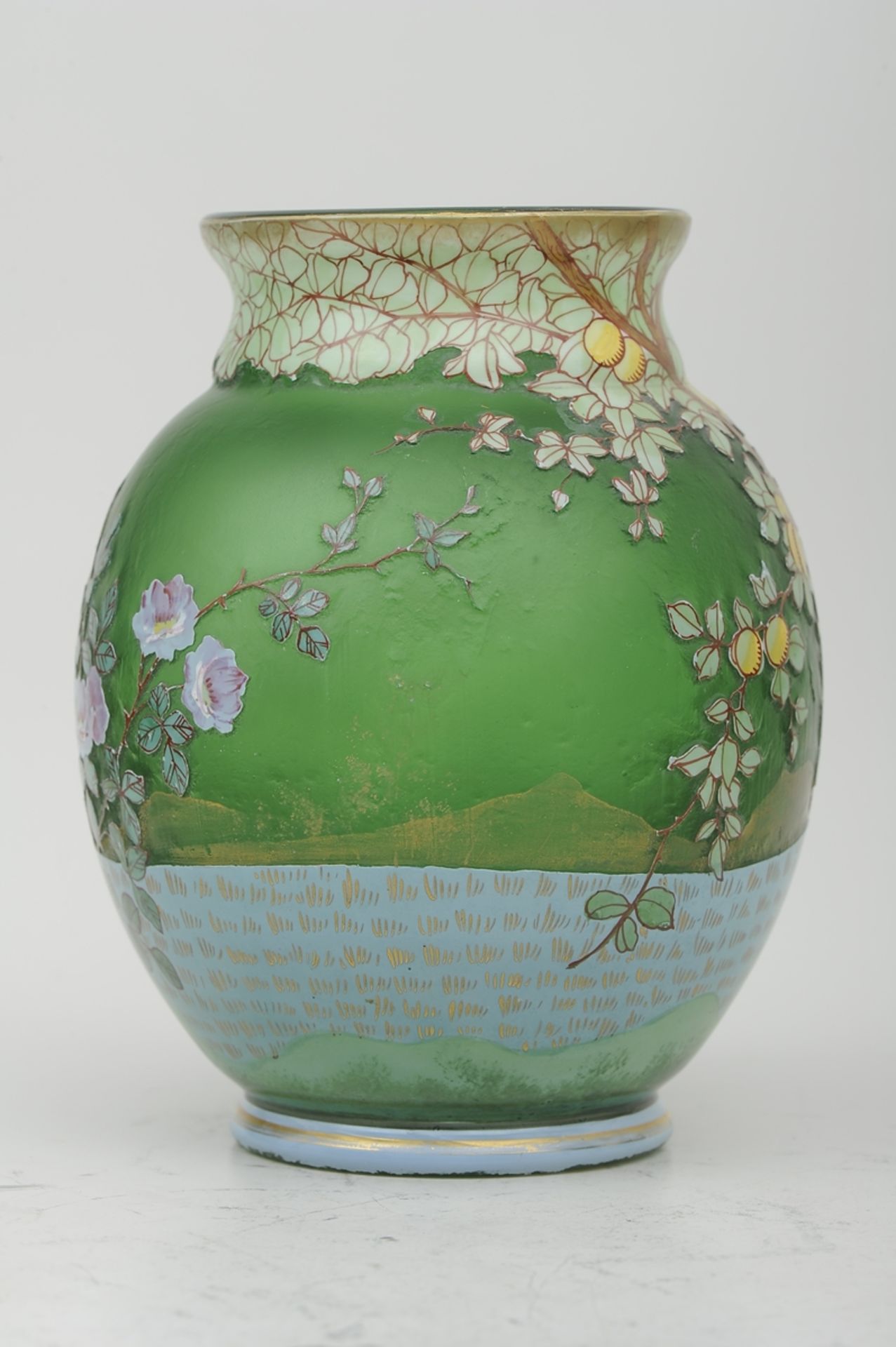 Antike Jugendstil/Art- Nouveau Vase aus mehrschichtigem, dickwandigem, mehrfach überfangenem, farbl - Bild 2 aus 12