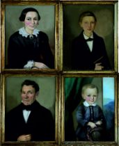 Folge von 4 Porträts einer Familie, 3 von 4 Arbeiten uneindeutig signiert und 1858/59 datiert, mini