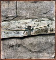 "Holztür" - Öl auf Pappe, ca. 65 x 71 cm, unten rechts signiert "J.Stapper (19)71" = Josta Stapper