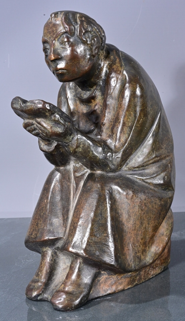 ERNST BARLACH: "DER BUCHLESER", limitierte multiple Bronze, No. 50 von 980 Exemplaren; im Walzaussc - Image 3 of 12
