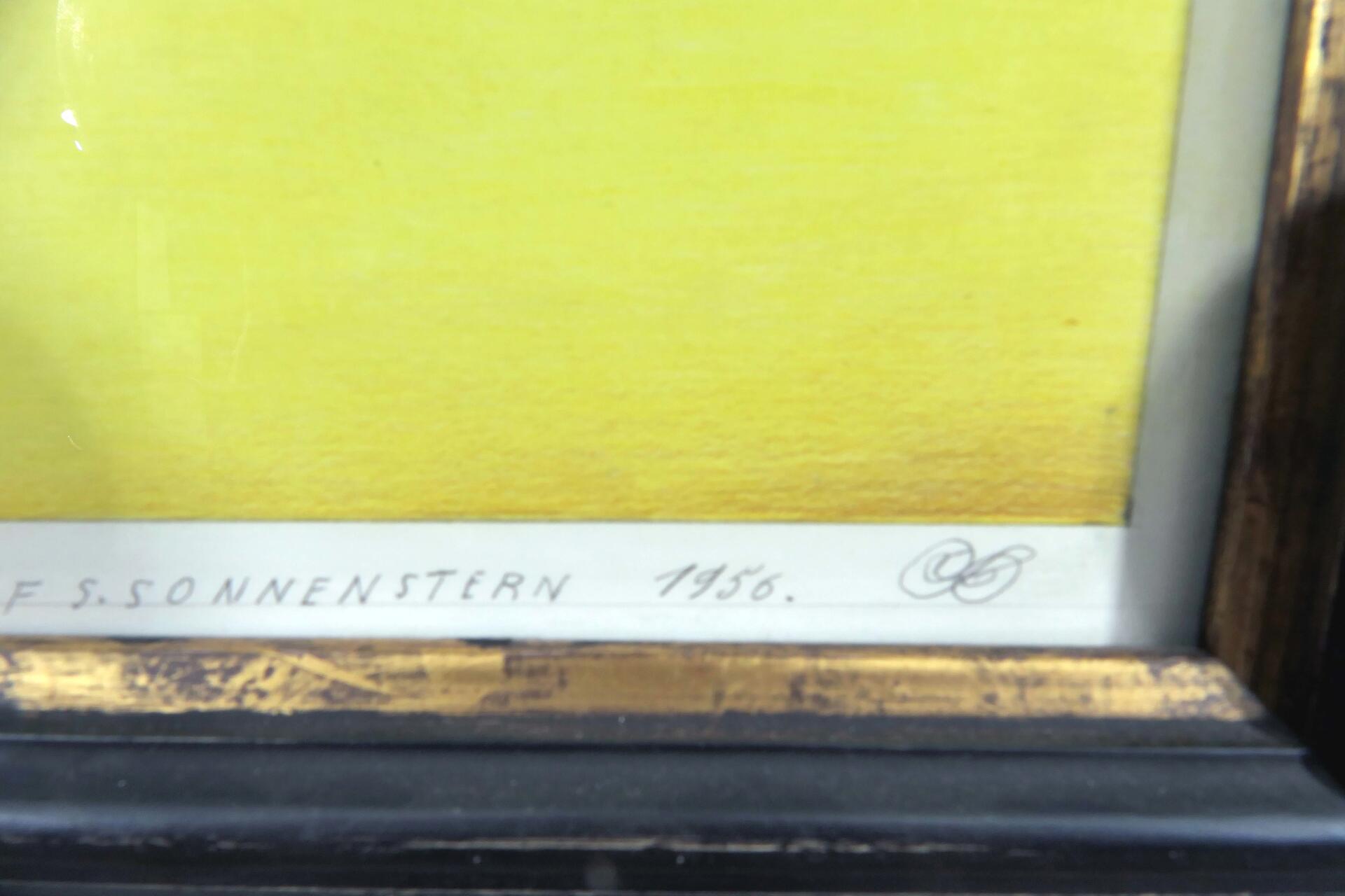 "Meta (-Physik) mit dem Hahn" - hinter Glas gerahmte Farbstiftzeichnung auf "Schoellhammer"-Papier - Image 5 of 10