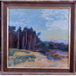 "Kiefernwald", Gemälde, Öl auf Leinwand, ca. 50 x 51 cm, unsigniert, rückseitig von fremder Hand be