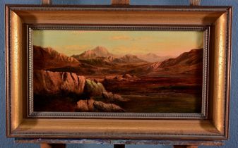 "In den Highlands", Gemälde, Öl auf Leinwand, ca. 31 x 61 cm, unten links signiert: "Chas. Leslie"