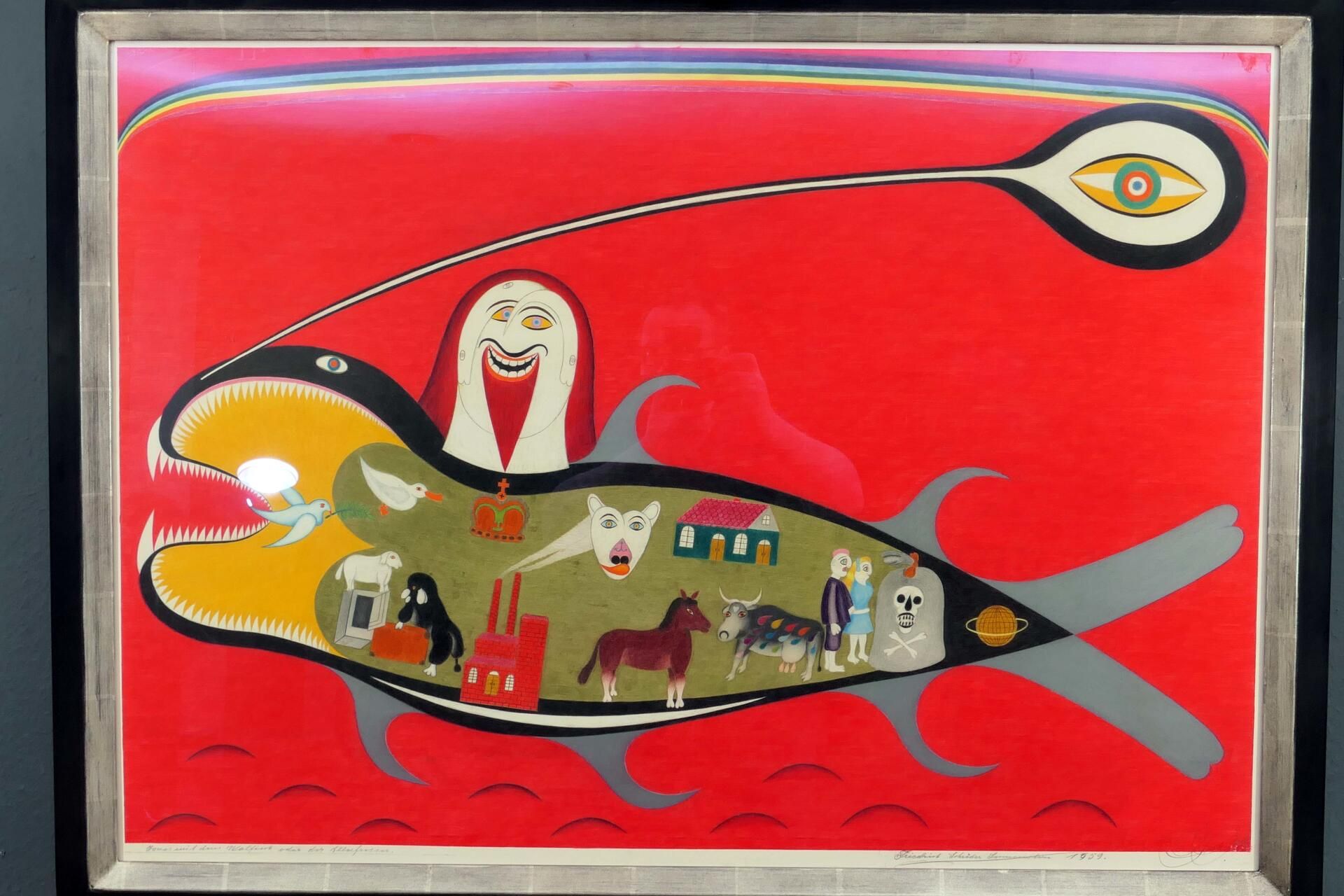 "Jonas mit dem Walfisch" - Originale, großformatige Farbstiftzeichnung des Friedrich Schröder-Sonne - Bild 5 aus 11