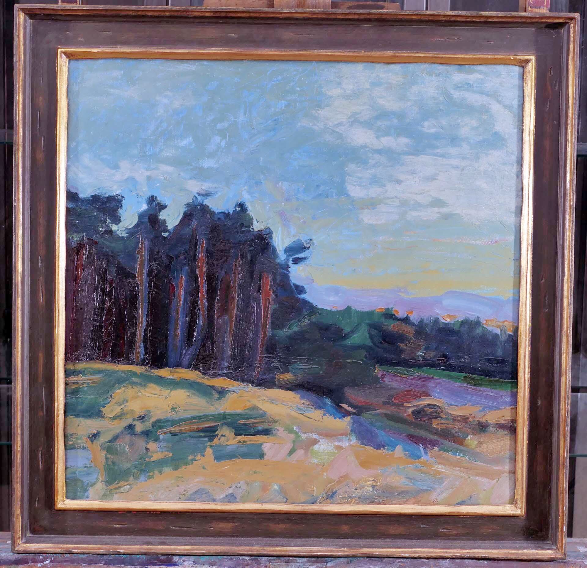 "Kiefernwald", Gemälde, Öl auf Leinwand, ca. 50 x 51 cm, unsigniert, rückseitig von fremder Hand be - Bild 2 aus 4